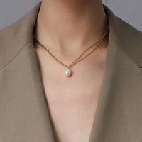 Double Chain Freshwater Pearl Necklace sku image 3