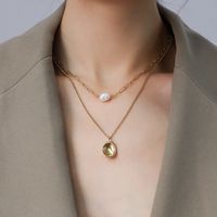 Bump Pendant Double Layered Freshwater Pearl Necklace sku image 2