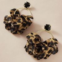 Retro Leopard Print Fabric Circle Fan-shaped Cloth Earrings main image 5
