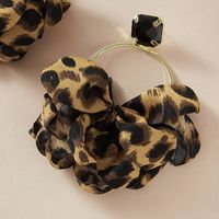 Retro Leopard Print Fabric Circle Fan-shaped Cloth Earrings sku image 1