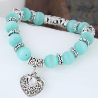 Fashion Sweet Ol Metal Opal Wild  Peach Heart Bracelet sku image 2