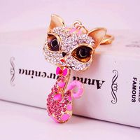 Alliage Dripping Oil Strass Cartoon Little Fox Keychain main image 1