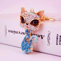 Alliage Dripping Oil Strass Cartoon Little Fox Keychain main image 3