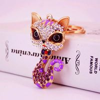 Alliage Dripping Oil Strass Cartoon Little Fox Keychain main image 4