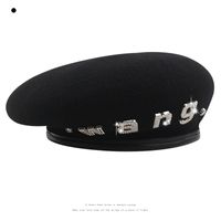 الأزياء الصوف إلكتروني حجر الراين قبعة سوداء main image 1