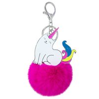 New Cartoon Alloy Unicorn Fur Ball Keychain main image 1