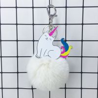 New Cartoon Alloy Unicorn Fur Ball Keychain sku image 4