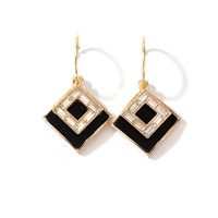 New Simple Black Geometric Square Earrings main image 4