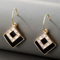 New Simple Black Geometric Square Earrings main image 6