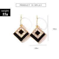 New Simple Black Geometric Square Earrings main image 8