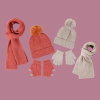 Children's Pure Color Knitted Hat Scarf Gloves main image 1