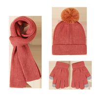 Children's Pure Color Knitted Hat Scarf Gloves main image 3