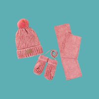 Children's Pink Hat Scarf Gloves Three-piece Set main image 2