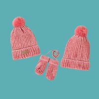 Children's Pink Hat Scarf Gloves Three-piece Set main image 3