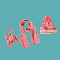 Children's Pink Hat Scarf Gloves Three-piece Set main image 5