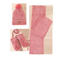 Children's Pink Hat Scarf Gloves Three-piece Set main image 6