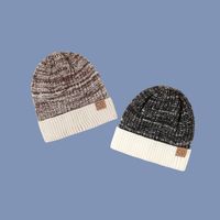 Fashion Leather Label Two-color Woolen Hat main image 3