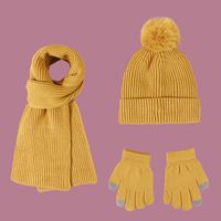 Children's Pure Color Knitted Hat Scarf Gloves sku image 3