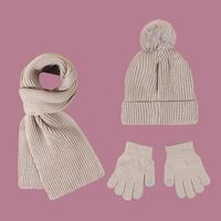 Children's Pure Color Knitted Hat Scarf Gloves sku image 5