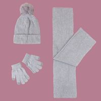 Children's Pure Color Knitted Hat Scarf Gloves sku image 6