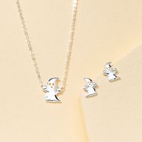 Halloween Ghost Earrings Exaggerated Funny Necklace Earrings Set sku image 2