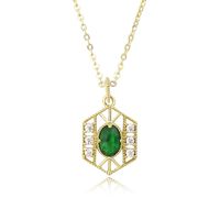 Fashion Retro Baroque Gold-plated Emerald Necklace sku image 1