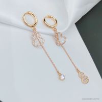 Gold-plated Zircon Long Tassel Earrings main image 2