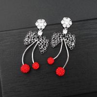 Red Cherry Bow Exaggerated Long Earrings main image 5