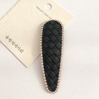 Korean Woven Pattern Diamond-studded Square Hair Clip sku image 1