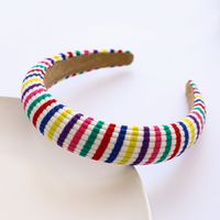 Korean Striped Rainbow-colored Wool Knitted Sponge Headband sku image 5