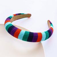 Korean Striped Rainbow-colored Wool Knitted Sponge Headband sku image 1
