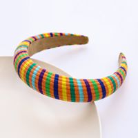 Korean Striped Rainbow-colored Wool Knitted Sponge Headband sku image 4