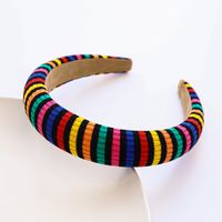 Korean Striped Rainbow-colored Wool Knitted Sponge Headband sku image 6