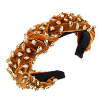 Fashion  Gold Velvet Hand-stitched Full Diamond Headband main image 6