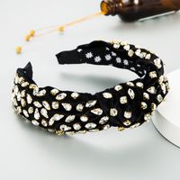 Fashion  Gold Velvet Hand-stitched Full Diamond Headband sku image 2