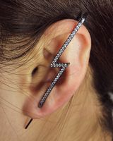 Embedded Diamond Simple Piercing Ear Needles Lightning Leaf Diagonal Stud Earrings sku image 23