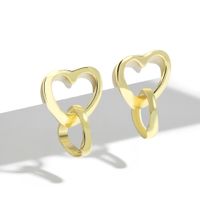 925 Silver Needle Gold-plated Simple Heart-shaped Pendant Earrings main image 1