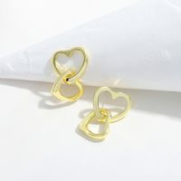 925 Silver Needle Gold-plated Simple Heart-shaped Pendant Earrings main image 3