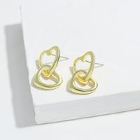 925 Silver Needle Gold-plated Simple Heart-shaped Pendant Earrings main image 4