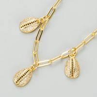 Fashion Simple Shell Pendant Copper Micro-inlaid Zircon Bracelet main image 5