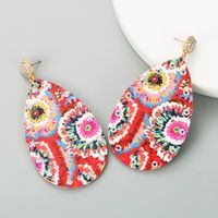 Colorful Flower Leather Print Earrings main image 3