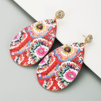 Colorful Flower Leather Print Earrings main image 5