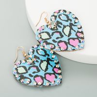 Pu Leather Double-sided Heart-shaped Rhinestones Long Earrings main image 5