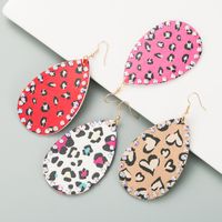 Drop-shaped Double-sided Leather Diamond Earrings main image 1