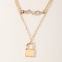 Fashion Double-layer Lock-shaped Necklac main image 2