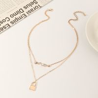 Fashion Double-layer Lock-shaped Necklac main image 3
