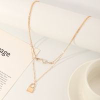 Fashion Double-layer Lock-shaped Necklac main image 4