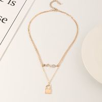 Fashion Double-layer Lock-shaped Necklac main image 5