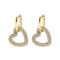 Simple Retro Zircon Heart-shaped Gold Earrings sku image 1