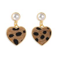 925 Silver Needle Fashion Pearl Leopard Pattern Earrings sku image 1